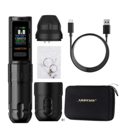 מכונת קעקועים - Ambition Soldier Max (Black) 1 Battery